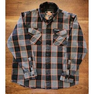 Hot Leathers Men's Flannel Long Sleeve Shirt L Orange Black Gray